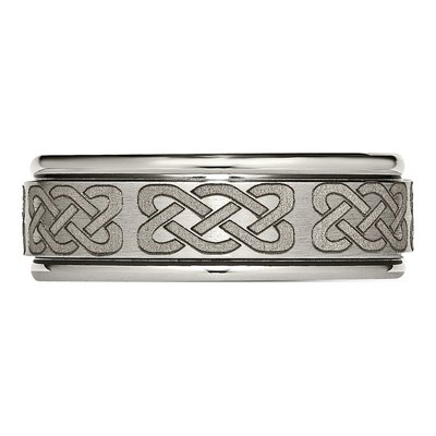 Titanium 8mm Celtic Laser Design Wedding Band – view 5