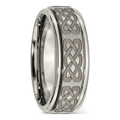 Titanium 8mm Celtic Laser Design Wedding Band – view 6