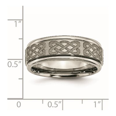 Titanium 8mm Celtic Laser Design Wedding Band – view 8
