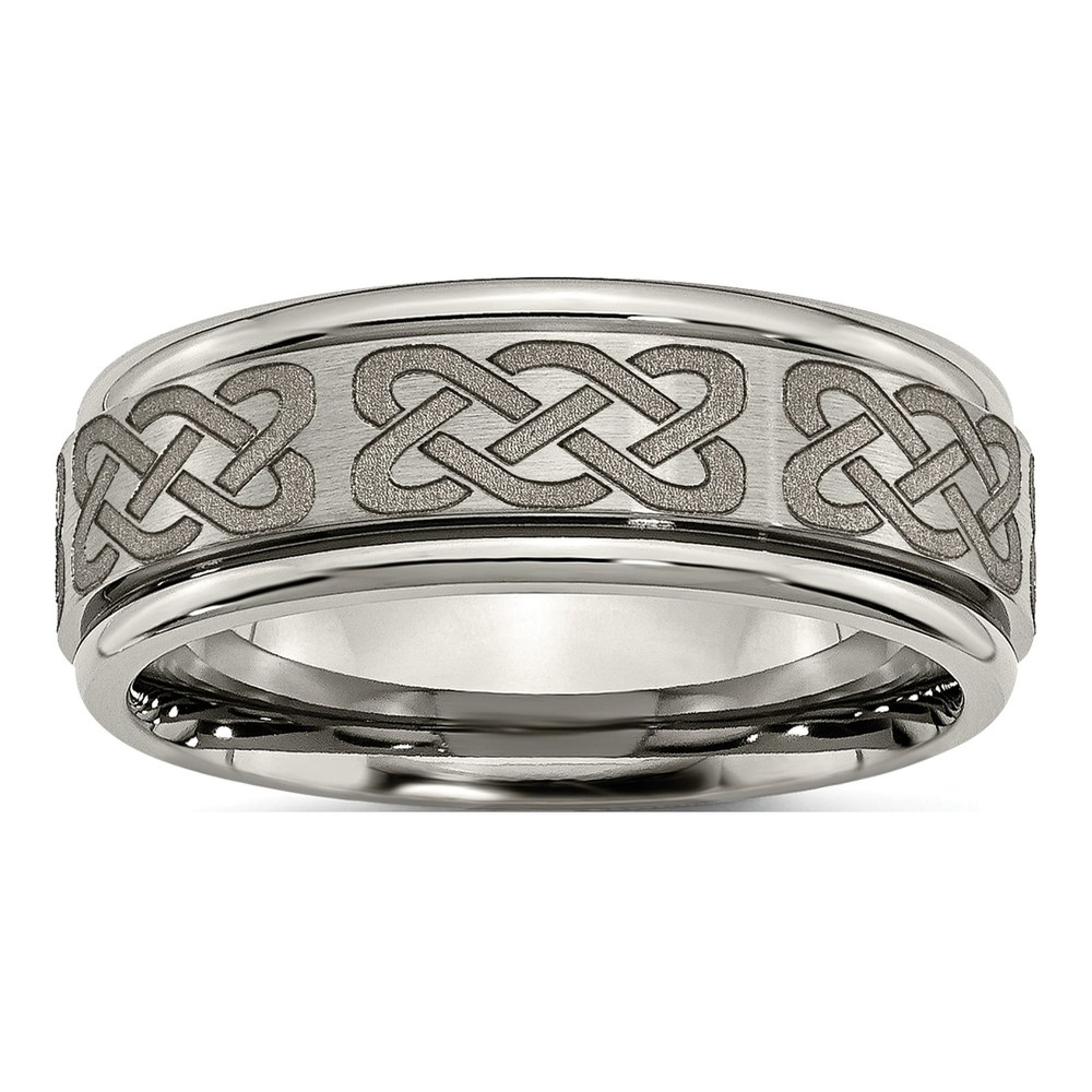 Titanium 8mm Celtic Laser Design Wedding Band
