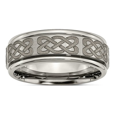 Titanium 8mm Celtic Laser Design Wedding Band