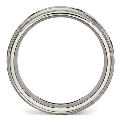 Titanium 8mm Cross Design Ridged Wedding Band – view 4