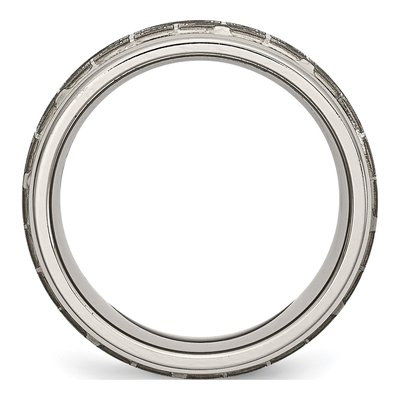 Titanium 8mm Ridged Wedding Band – view 4