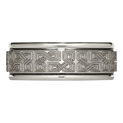 Titanium 8mm Ridged Wedding Band – view 5