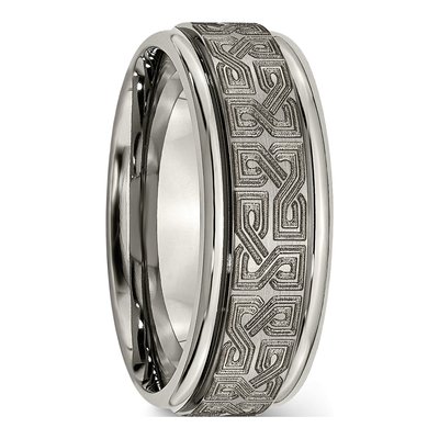 Titanium 8mm Ridged Wedding Band – view 6