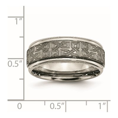 Titanium 8mm Ridged Wedding Band – view 8