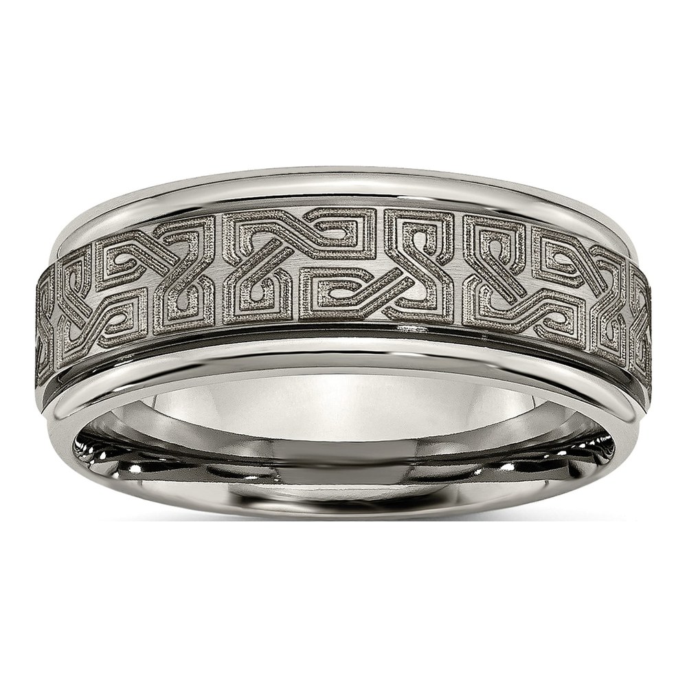 Titanium 8mm Ridged Wedding Band