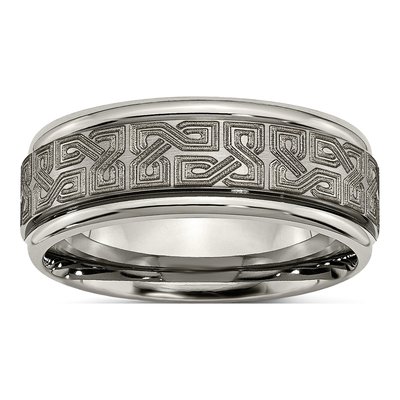 Titanium 8mm Ridged Wedding Band