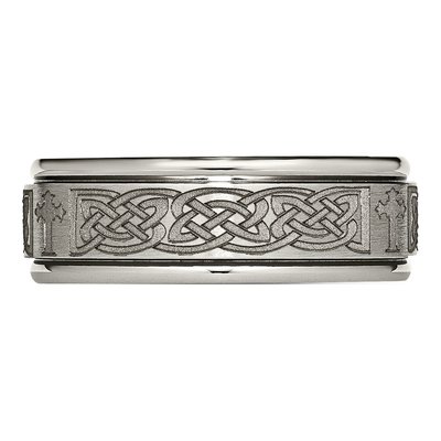 Titanium 8mm Cross Laser Design Wedding Band – view 5