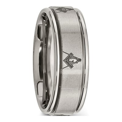 Titanium 8mm Masonic Wedding Band – view 6