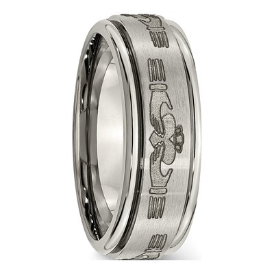 Titanium 8mm Claddagh Wedding Band – view 6