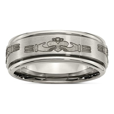 Titanium 8mm Claddagh Wedding Band