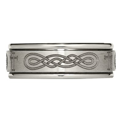 Titanium 8mm Cross Laser Design Wedding Band – view 5