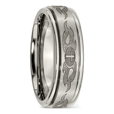 Titanium 8mm Cross Wedding Band – view 6