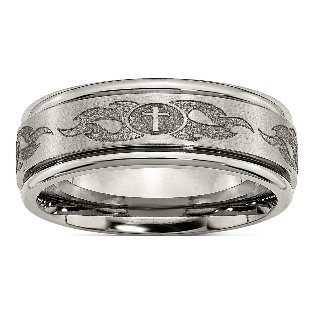 Titanium 8mm Cross Wedding Band
