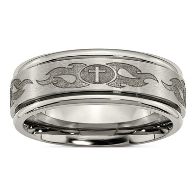 Titanium 8mm Cross Wedding Band