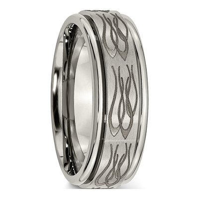 Titanium 8mm Flame Laser Wedding Band – view 6