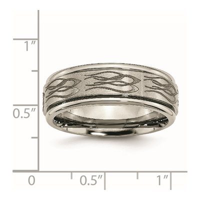 Titanium 8mm Flame Laser Wedding Band – view 8