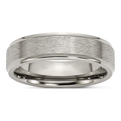 Titanium 6mm Ridged Edge Wedding Band