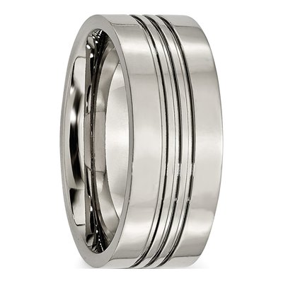 Titanium 9mm Grooved Wedding Band – view 5