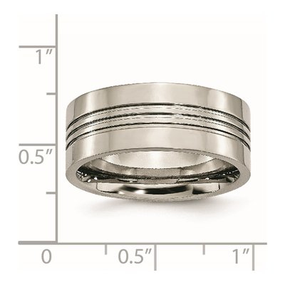 Titanium 9mm Grooved Wedding Band – view 7
