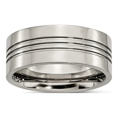Titanium 9mm Grooved Wedding Band