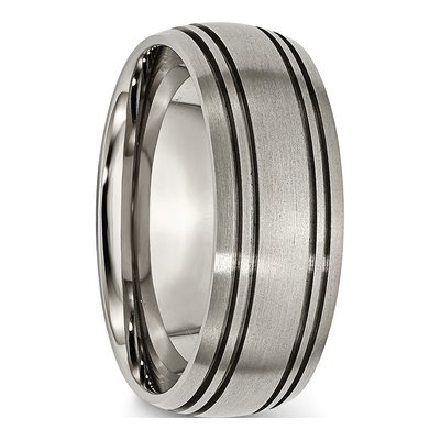 Titanium 8mm Grooved Wedding Band – view 6