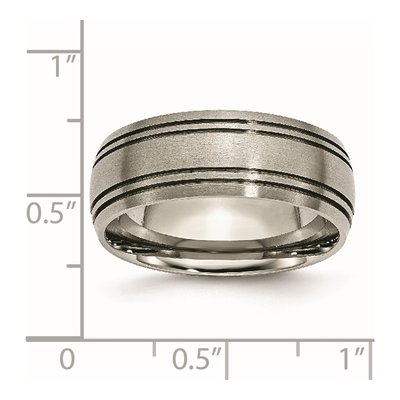 Titanium 8mm Grooved Wedding Band – view 8
