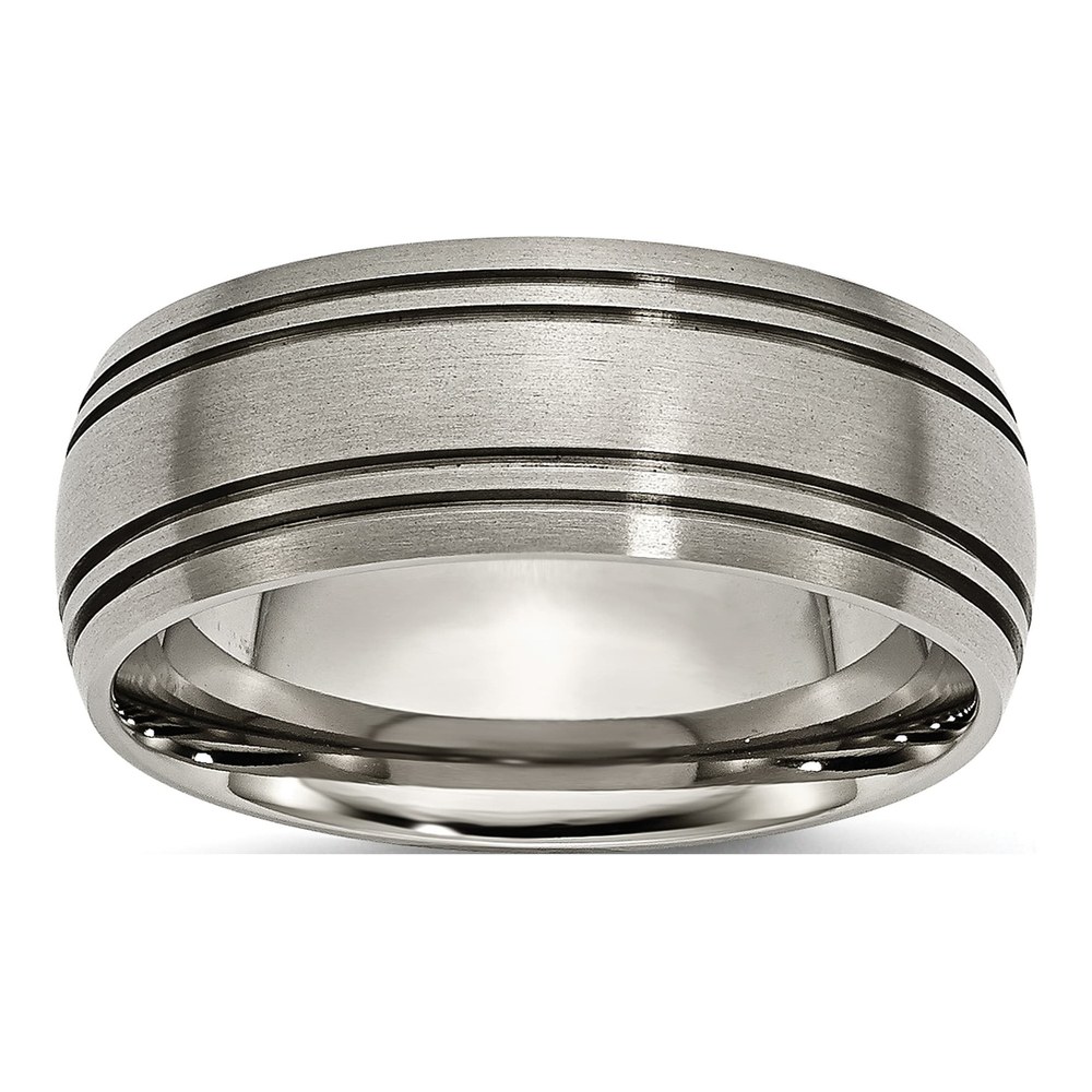 Titanium 8mm Grooved Wedding Band