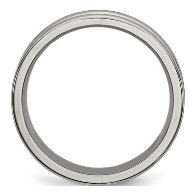 Titanium 6mm Grooved Beaded Wedding Band – view 3