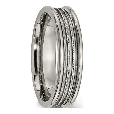 Titanium 6mm Grooved Beaded Wedding Band – view 5