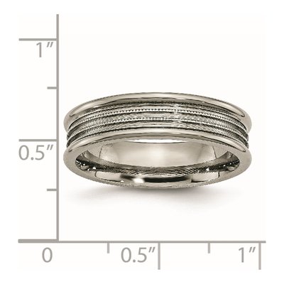 Titanium 6mm Grooved Beaded Wedding Band – view 7