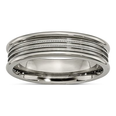 Titanium 6mm Grooved Beaded Wedding Band