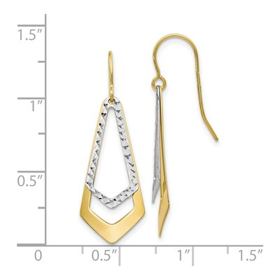 10K Two-Tone Gold Diamond-Cut Dangle Earrings – view 5