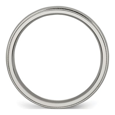 Titanium 4mm Grooved Beaded Edge Wedding Band – view 4