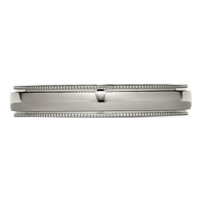 Titanium 4mm Grooved Beaded Edge Wedding Band – view 5