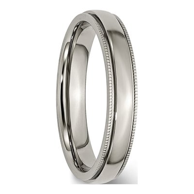 Titanium 4mm Grooved Beaded Edge Wedding Band – view 6