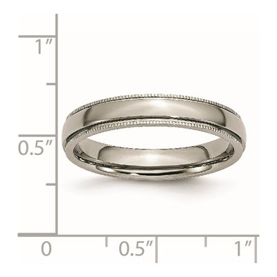Titanium 4mm Grooved Beaded Edge Wedding Band – view 8