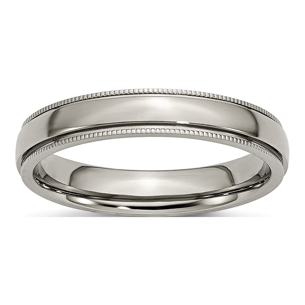 Titanium 4mm Grooved Beaded Edge Wedding Band