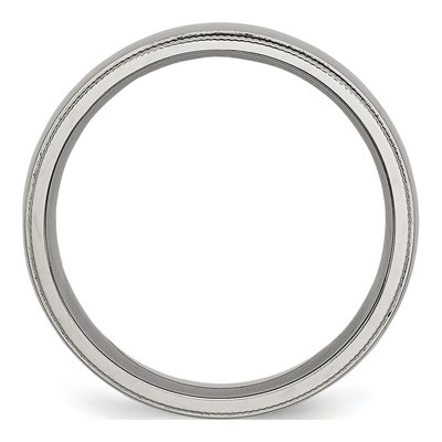 Titanium 6mm Grooved Beaded Edge Wedding Band – view 4