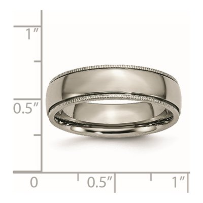 Titanium 6mm Grooved Beaded Edge Wedding Band – view 8
