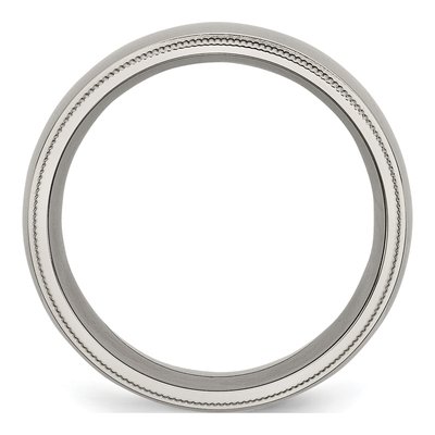 Titanium 8mm Grooved Beaded Edge Wedding Band – view 4