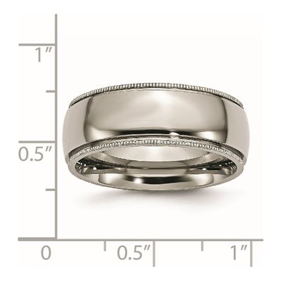 Titanium 8mm Grooved Beaded Edge Wedding Band – view 8