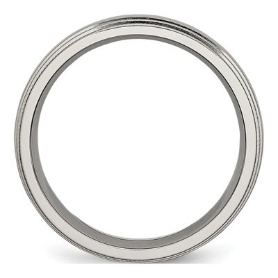Titanium 6mm Grooved Beaded Edge Wedding Band – view 4