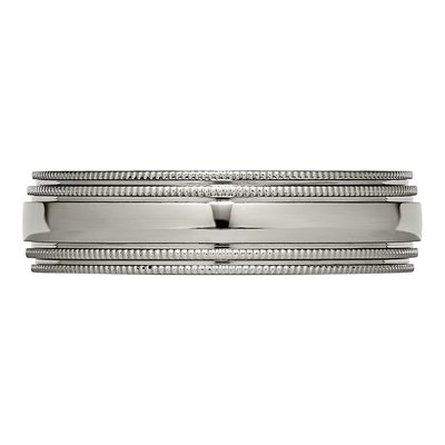Titanium 6mm Grooved Beaded Edge Wedding Band – view 5