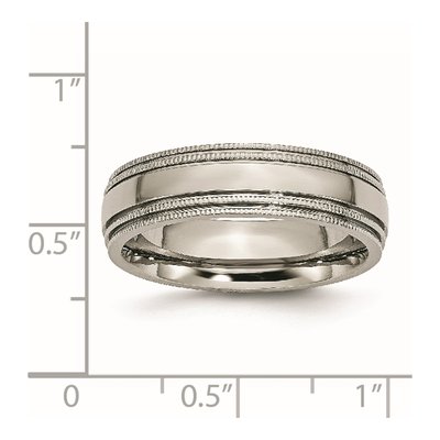 Titanium 6mm Grooved Beaded Edge Wedding Band – view 8