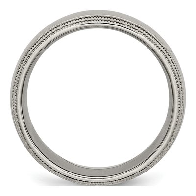 Titanium 8mm Grooved Beaded Edge Wedding Band – view 4