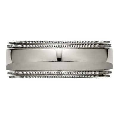 Titanium 8mm Grooved Beaded Edge Wedding Band – view 5