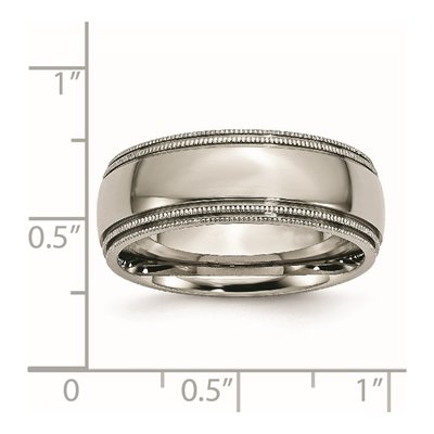 Titanium 8mm Grooved Beaded Edge Wedding Band – view 8