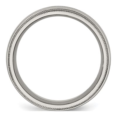 Titanium 8mm Grooved Beaded Wedding Band – view 4